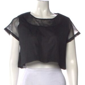 7115 By Szeki New York black mesh cropped top Medium